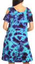 Sakkas Sienna Women's Knit Cold Shoulder Short Sleeve Flared Shift Short Dress
