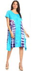 Sakkas Sirena Women's Short Sleeve Loose Plain Midi Casual Scoop Neck Flared Dress