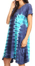 Sakkas Sirena Women's Short Sleeve Loose Plain Midi Casual Scoop Neck Flared Dress