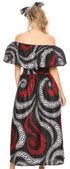 Sakkas Buhle Ruffle Off-shoulder Long Dress Wax African Ankara Dutch Print