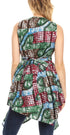 Sakkas Vale Womens African Ankara Sleeveless Short Cocktail Wrap Dress with Pocket