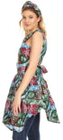 Sakkas Vale Womens African Ankara Sleeveless Short Cocktail Wrap Dress with Pocket