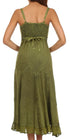 Sakkas Stonewashed Rayon Embroidered Adjustable Spaghetti Straps Long Dress