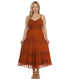 Sakkas Stonewashed Rayon Embroidered Adjustable Spaghetti Straps Long Dress