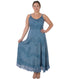 Sakkas Stonewashed Rayon Embroidered Adjustable Spaghetti Straps Long Dress