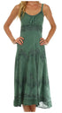 Sakkas Stonewashed Rayon Embroidered Adjustable Spaghetti Straps Long Dress