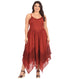 Sakkas Rayon Embroidered Stonewashed Adjustable Spaghetti Straps Long Dress