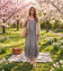 Sakkas Rayon Embroidered Stonewashed Adjustable Spaghetti Straps Long Dress