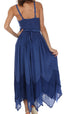 Sakkas Rayon Embroidered Stonewashed Adjustable Spaghetti Straps Long Dress