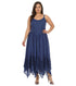 Sakkas Rayon Embroidered Stonewashed Adjustable Spaghetti Straps Long Dress