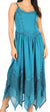 Sakkas Rayon Embroidered Stonewashed Adjustable Spaghetti Straps Long Dress
