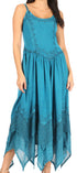 Sakkas Rayon Embroidered Stonewashed Adjustable Spaghetti Straps Long Dress