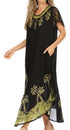 Sakkas Batik Palm Tree Cap Sleeve Caftan Dress / Cover Up