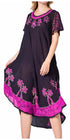Sakkas Batik Palm Tree Cap Sleeve Caftan Dress / Cover Up