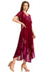 Sakkas Batik Palm Tree Cap Sleeve Caftan Dress / Cover Up