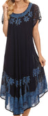 Sakkas Batik Palm Tree Cap Sleeve Caftan Dress / Cover Up