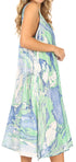 Sakkas Ilaria Women's Midi Sleeveless Casual Loose Flare Print Dress Caftan Pocket