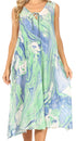 Sakkas Ilaria Women's Midi Sleeveless Casual Loose Flare Print Dress Caftan Pocket