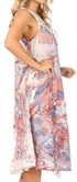 Sakkas Ilaria Women's Midi Sleeveless Casual Loose Flare Print Dress Caftan Pocket