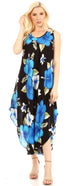 Sakkas Aba Women's Casual Summer Floral Print Sleeveless Loose Dress Cover-up