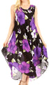 Sakkas Aba Women's Casual Summer Floral Print Sleeveless Loose Dress Cover-up