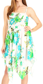 Sakkas Kiera Women's Tube Spaghetti Strap Floral Print Summer Casual Short Dress