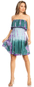 Boho Summer Women's Sun Dress with Smock Elastic and Strapless Design - Sakkas Tami