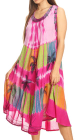 Sakkas Palm Tree Tie Dye Caftan Dress / Cover Up