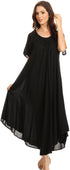 Sakkas Lilia Embroidered Lace Up Bodice Relaxed Fit  Maxi Sun Dress
