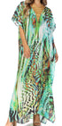 Sakkas Vicky Women's Casual Long Print Short Sleeve Petite Beach Maxi Caftan Dress