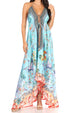 Sakkas Lizi Womens Maxi High-low Halter Handkerchief Long Dress Beach Party
