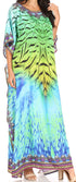 Sakkas Jabari Women's Maxi Short Sleeve Long Beach Kaftan Dress Boho Loose Gown