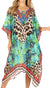 Sakkas Jenni Women's Mid Length Boho Caftan Kaftan Dress Cover up Flowy Rhinestone