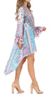 Sakkas Rema Women's Boho Shift Tunic High Low  V-neck Long Sleeve Dress with Print