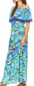Sakkas Tara Women's Long Maxi Boho Off Shoulder Summer Casual Dress Floral Print