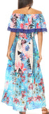 Sakkas Tara Women's Long Maxi Boho Off Shoulder Summer Casual Dress Floral Print