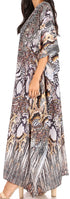 Sakkas Yeni Women's Short Sleeve V-neck Summer Floral Long Caftan Dress Cover-up