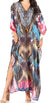 Sakkas Yeni Women's Short Sleeve V-neck Summer Floral Long Caftan Dress Cover-up