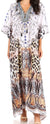 Sakkas Yeni Women's Short Sleeve V-neck Summer Floral Long Caftan Dress Cover-up