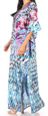 Sakkas Yeni Women's Short Sleeve V-neck Summer Floral Long Caftan Dress Cover-up