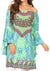 Sakkas Inna Colorful Shift Dress Tunic with Bell Ruffled Sleeves & Rhinestones
