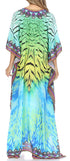 Sakkas Georgettina Flowy Rhinestone V Neck Long Caftan Dress/Cover Up
