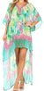 Sakkas Laisson Flowy Hi Low Caftan Rhinestone Boxy V Neck Dress Top Cover / Up