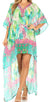 Sakkas Laisson Flowy Hi Low Caftan Rhinestone Boxy V Neck Dress Top Cover / Up