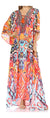 Sakkas Georgettina Flowy Rhinestone V Neck Long Caftan Dress/Cover Up