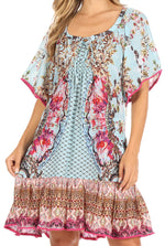 Sakkas Eliza Women's Cocktail Short Sleeve Floral Print Boho Dress Summer Casual