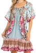 Sakkas Eliza Women's Cocktail Short Sleeve Floral Print Boho Dress Summer Casual