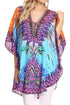 Sakkas Tallulah Wide Circle Blouse V Neck Top With Tassle Ties And Rhinestones
