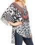 Sakkas Tallulah Wide Circle Blouse V Neck Top With Tassle Ties And Rhinestones