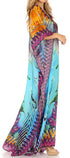 Sakkas Anahi Flowy Design V Neck Long Caftan Dress / Cover Up With Rhinestone